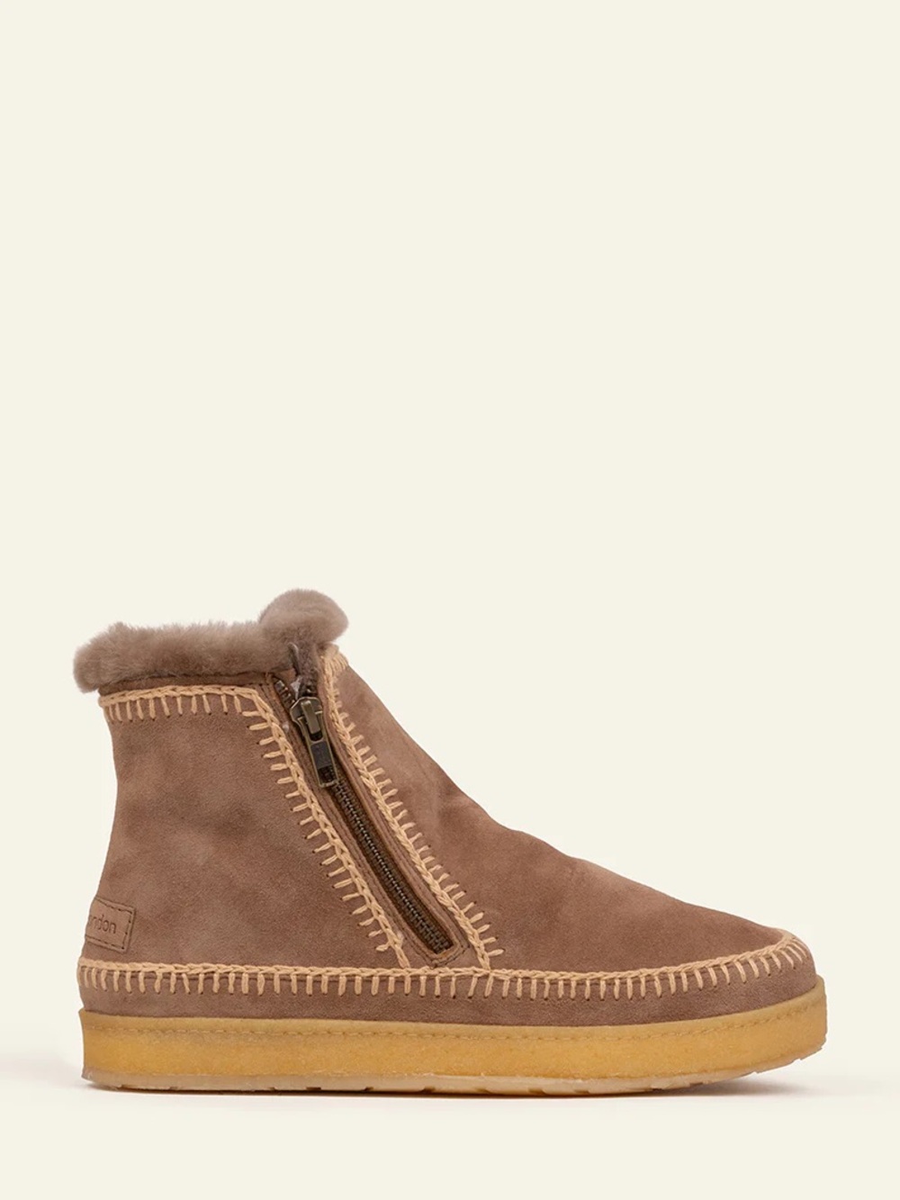 Laidback London Setsu Crochet Side Zip Ankle Boot Camel Suede Size 40 (9)